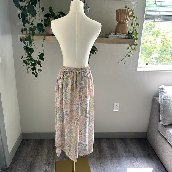 Vintage Alfred Dunner Pastel Paisley Midi Skirt Sz 14 Cottagecore, Y2K Coquette - Picture 2 of 7